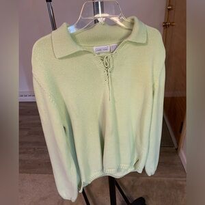 Jeanne Pierre/ Mint Green/ Collared Sweater/ Size- Medium